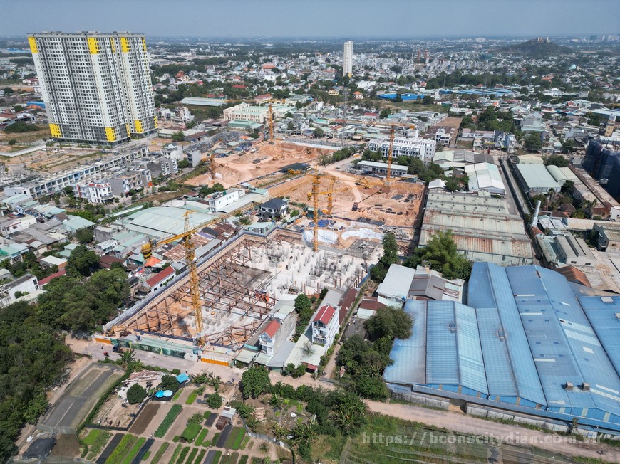 Tiến độ xây dựng căn hộ Bcons City Dĩ An - Tháp Green Topaz tháng 02/2023